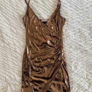 Metallic Bronze Bodycon Dress